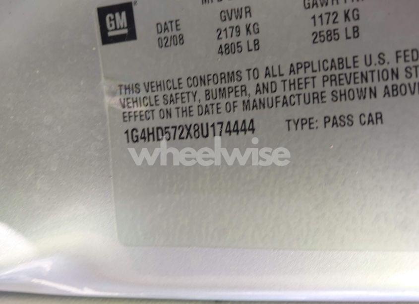 Photo 9 of 2008 Buick Lucerne CXL (VIN 1G4HD572X8U174444)