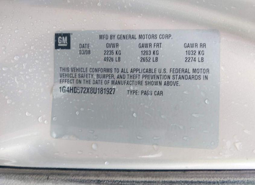 Photo 9 of 2008 Buick Lucerne CXL (VIN 1G4HD572X8U181927)