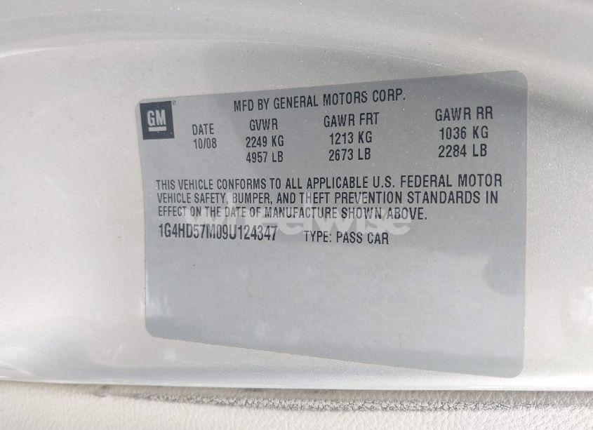Photo 9 of 2009 Buick Lucerne CXL (VIN 1G4HD57M09U124347)