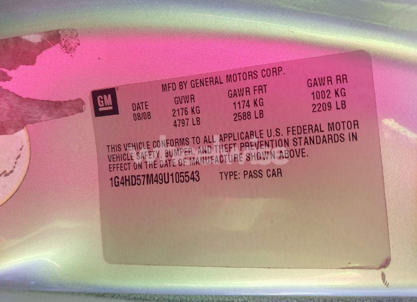 Photo 9 of 2009 Buick Lucerne CXL (VIN 1G4HD57M49U105543)