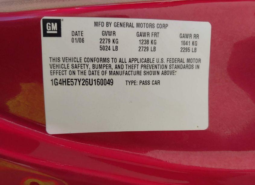 Photo 9 of 2006 Buick Lucerne CXS (VIN 1G4HE57Y26U160049)