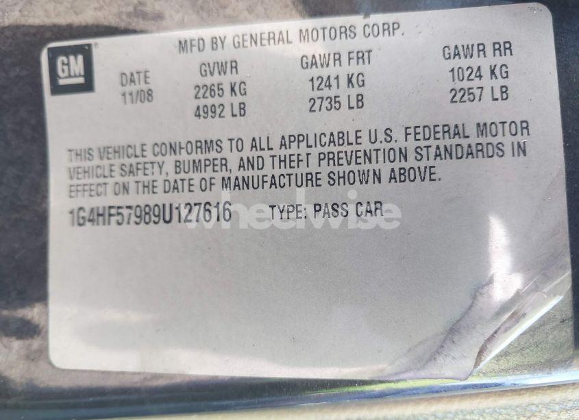Photo 9 of 2009 Buick Lucerne SUPER (VIN 1G4HF57989U127616)