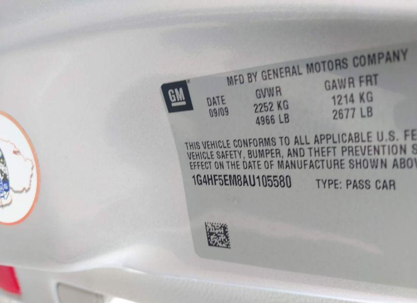 Photo 9 of 2010 Buick Lucerne CXL-4 (VIN 1G4HF5EM8AU105580)