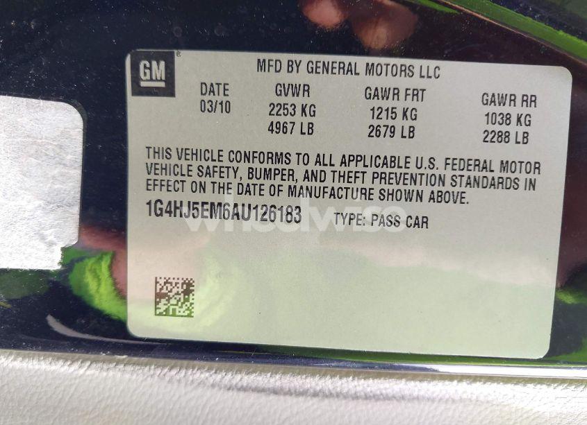 Photo 9 of 2010 Buick Lucerne CXL PREMIUM (VIN 1G4HJ5EM6AU126183)