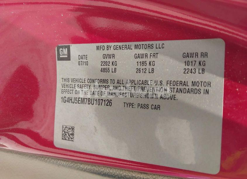 Photo 9 of 2011 Buick Lucerne CXL PREMIUM (VIN 1G4HJ5EM7BU107126)