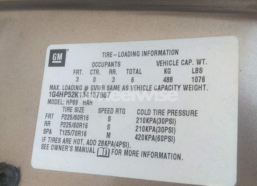 Photo 9 of 2003 Buick Lesabre CUSTOM (VIN 1G4HP52K134137807)
