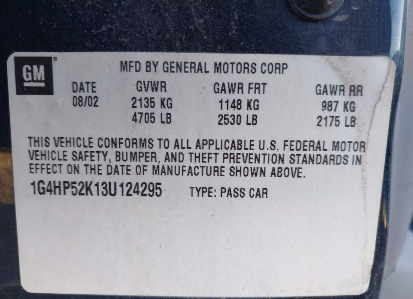 Photo 9 of 2003 Buick Lesabre CUSTOM (VIN 1G4HP52K13U124295)