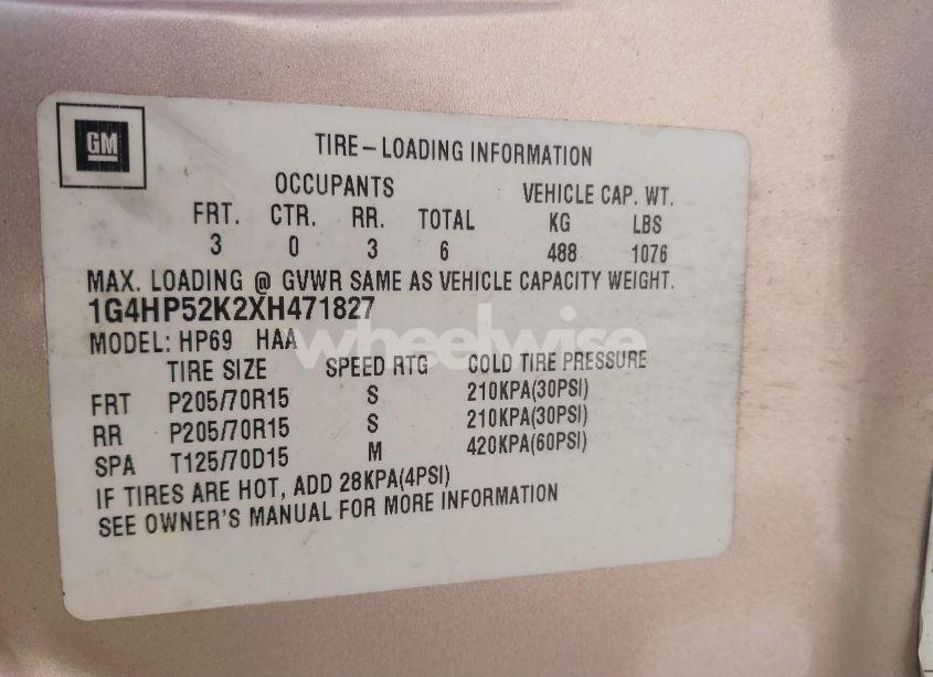 Photo 9 of 1999 Buick Lesabre CUSTOM (VIN 1G4HP52K2XH471827)