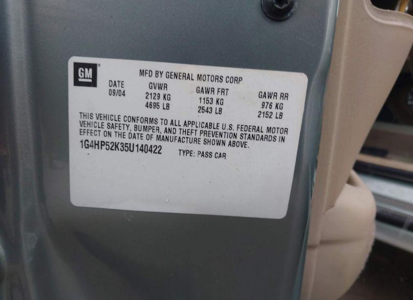 Photo 9 of 2005 Buick Lesabre CUSTOM (VIN 1G4HP52K35U140422)