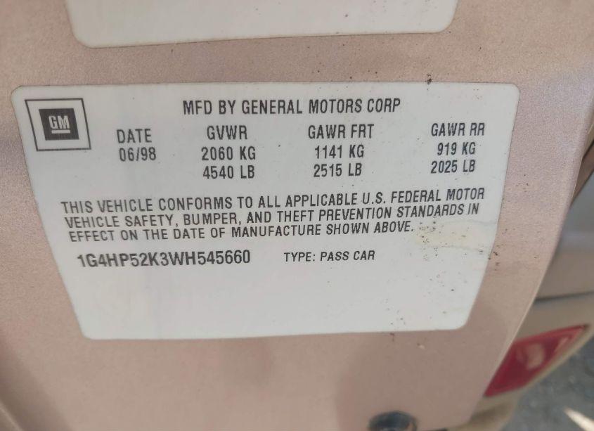 Photo 9 of 1998 Buick Lesabre CUSTOM (VIN 1G4HP52K3WH545660)