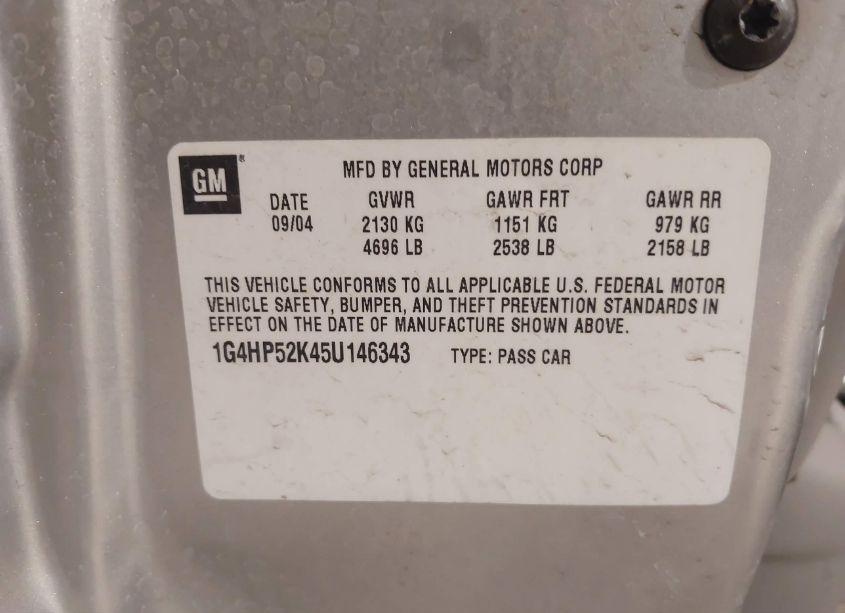 Photo 9 of 2005 Buick Lesabre CUSTOM (VIN 1G4HP52K45U146343)