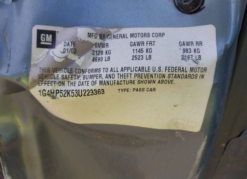 Photo 9 of 2003 Buick Lesabre CUSTOM (VIN 1G4HP52K53U223363)