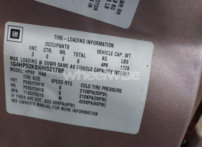 Photo 9 of 1998 Buick Lesabre CUSTOM (VIN 1G4HP52K8WH521788)