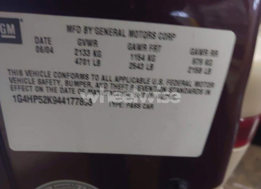 Photo 9 of 2004 Buick Lesabre CUSTOM (VIN 1G4HP52K944177893)