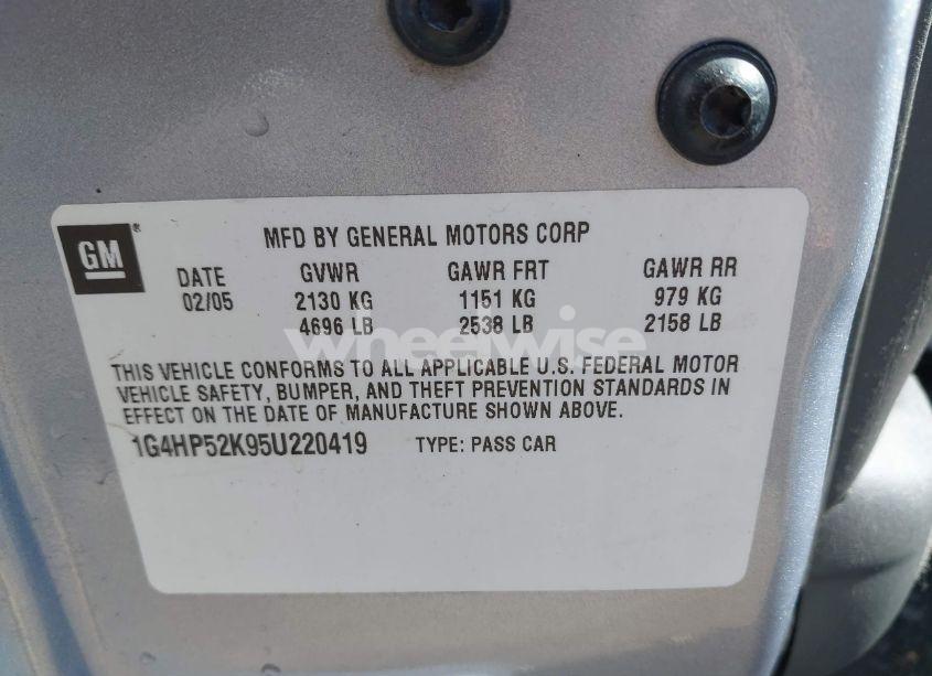 Photo 9 of 2005 Buick Lesabre CUSTOM (VIN 1G4HP52K95U220419)