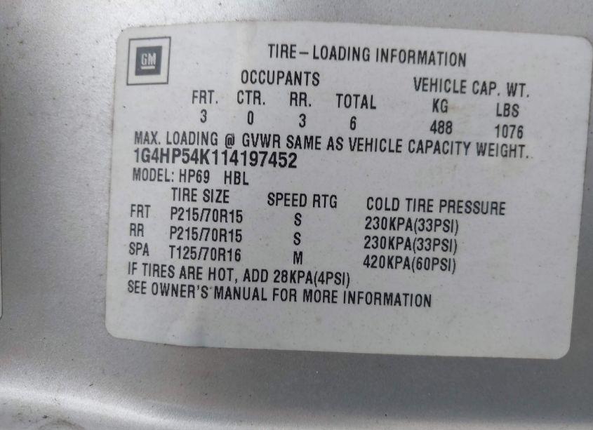 Photo 9 of 2001 Buick Lesabre CUSTOM (VIN 1G4HP54K114197452)