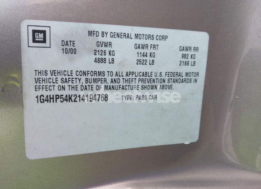 Photo 9 of 2001 Buick Lesabre CUSTOM (VIN 1G4HP54K214194768)