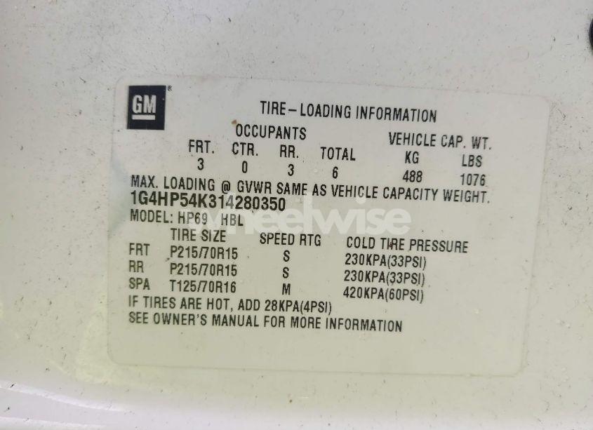 Photo 9 of 2001 Buick Lesabre CUSTOM (VIN 1G4HP54K314280350)