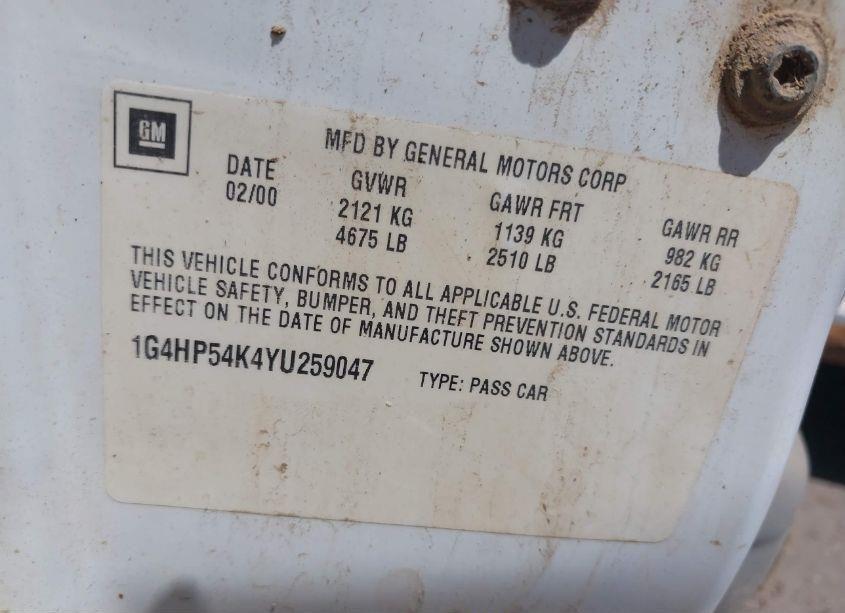 Photo 9 of 2000 Buick Lesabre CUSTOM (VIN 1G4HP54K4YU259047)