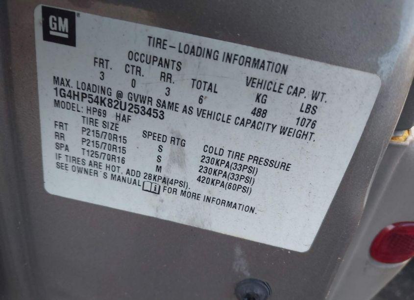 Photo 9 of 2002 Buick Lesabre CUSTOM (VIN 1G4HP54K82U253453)