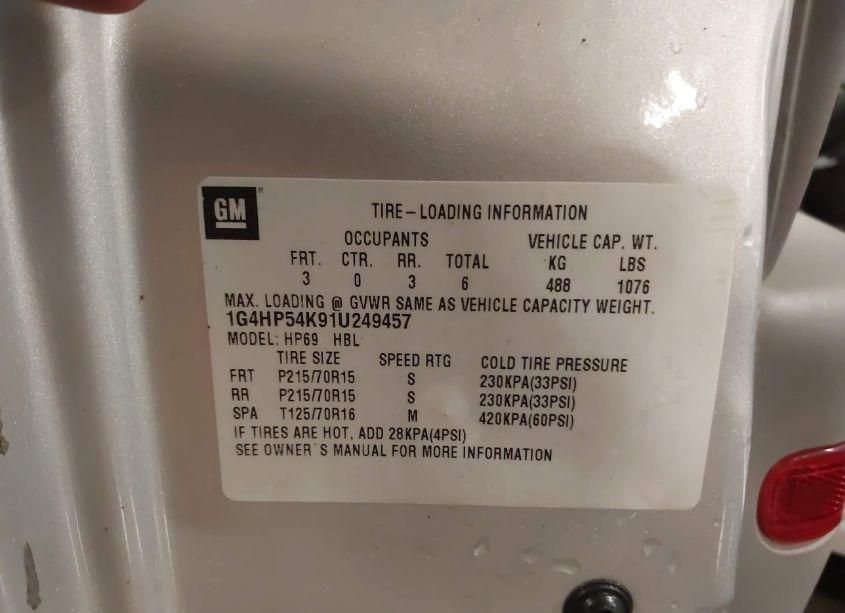 Photo 9 of 2001 Buick Lesabre CUSTOM (VIN 1G4HP54K91U249457)