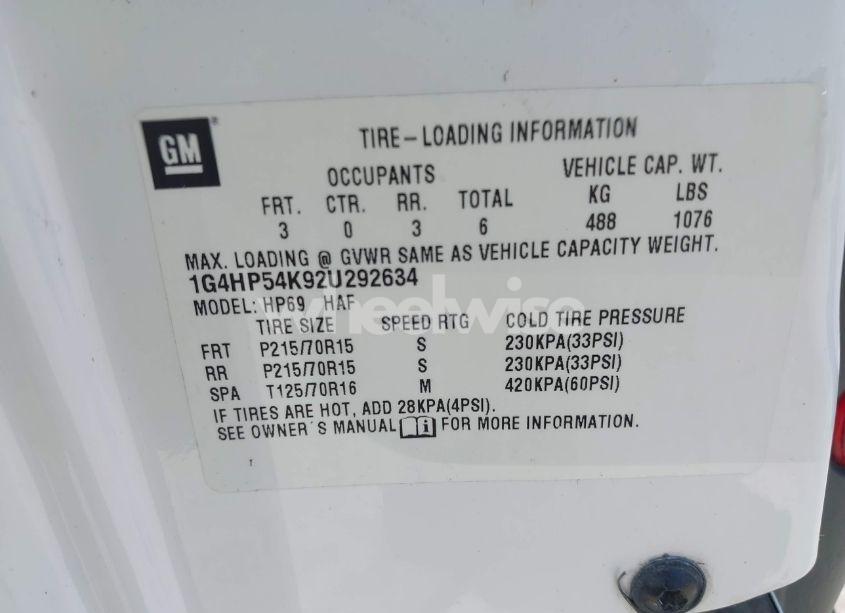 Photo 9 of 2002 Buick Lesabre CUSTOM (VIN 1G4HP54K92U292634)