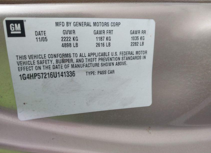 Photo 9 of 2006 Buick Lucerne CX (VIN 1G4HP57216U141336)