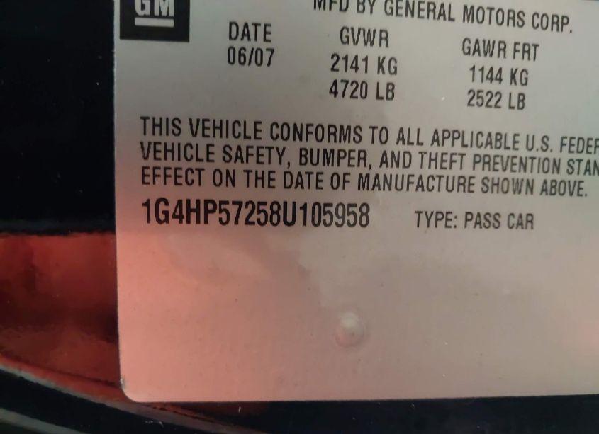 Photo 9 of 2008 Buick Lucerne CX (VIN 1G4HP57258U105958)