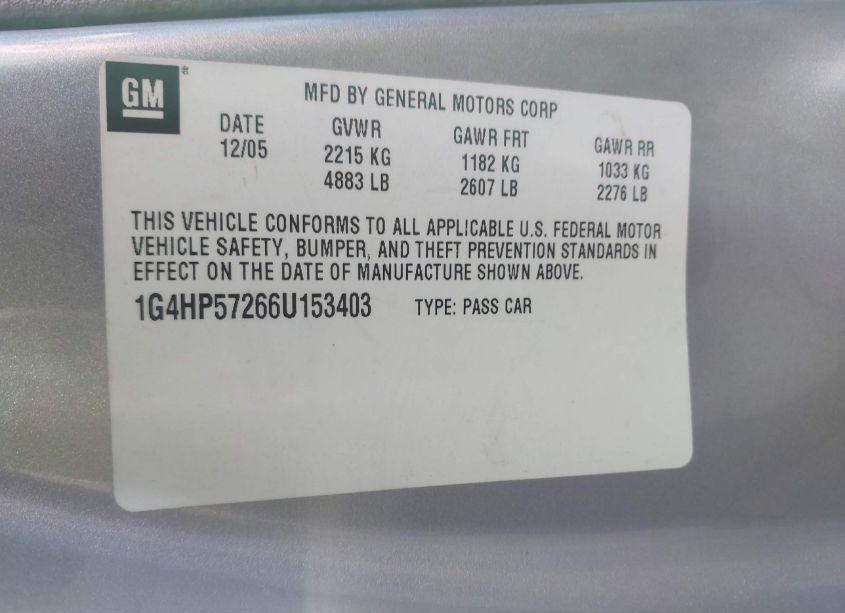 Photo 9 of 2006 Buick Lucerne CX (VIN 1G4HP57266U153403)