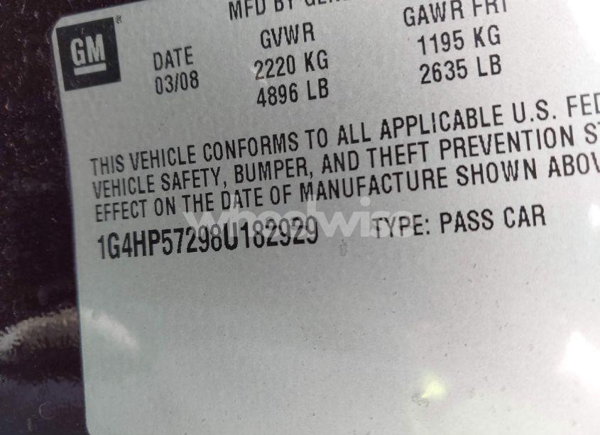 Photo 9 of 2008 Buick Lucerne CX (VIN 1G4HP57298U182929)