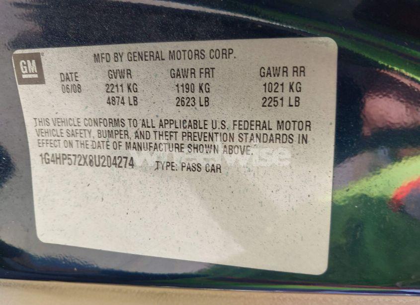 Photo 9 of 2008 Buick Lucerne CX (VIN 1G4HP572X8U204274)