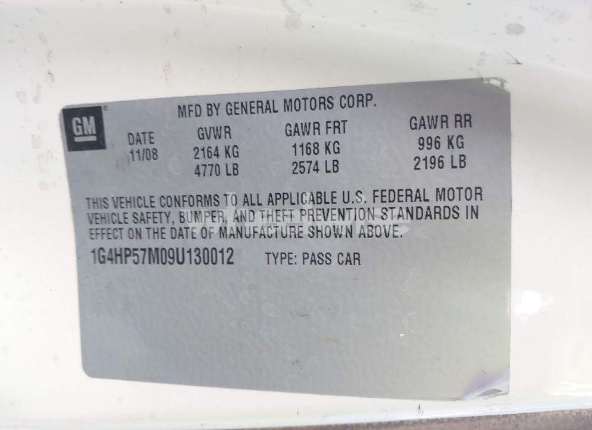 Photo 9 of 2009 Buick Lucerne CX (VIN 1G4HP57M09U130012)