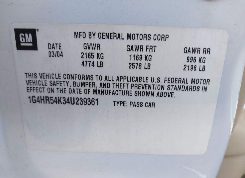 Photo 9 of 2004 Buick Lesabre LIMITED (VIN 1G4HR54K34U239361)