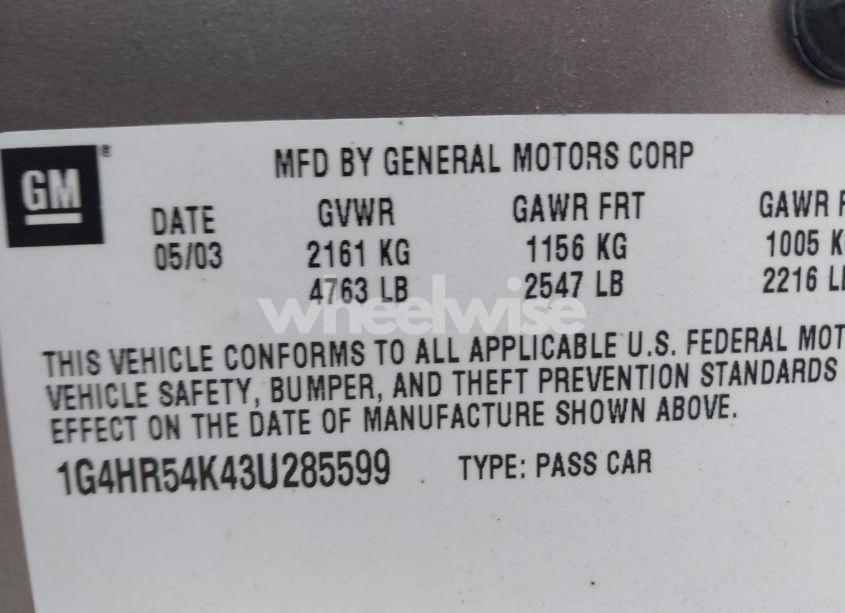 Photo 9 of 2003 Buick Lesabre LIMITED (VIN 1G4HR54K43U285599)