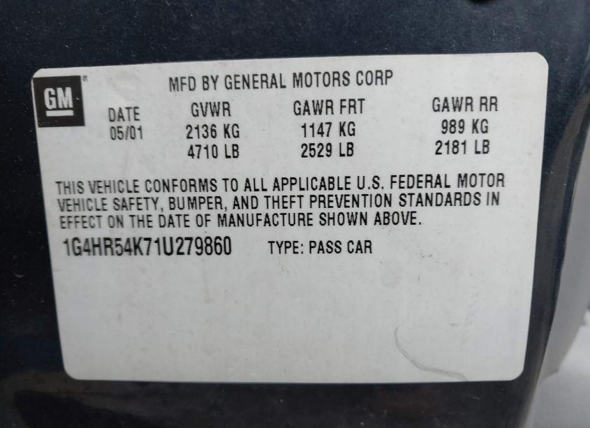 Photo 9 of 2001 Buick Lesabre LIMITED (VIN 1G4HR54K71U279860)
