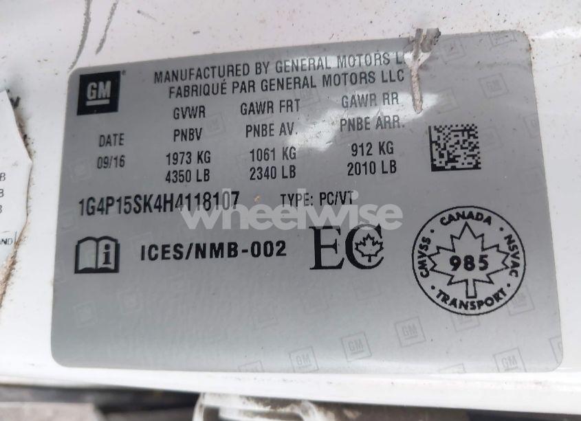 Photo 9 of 2017 Buick Verano (VIN 1G4P15SK4H4118107)