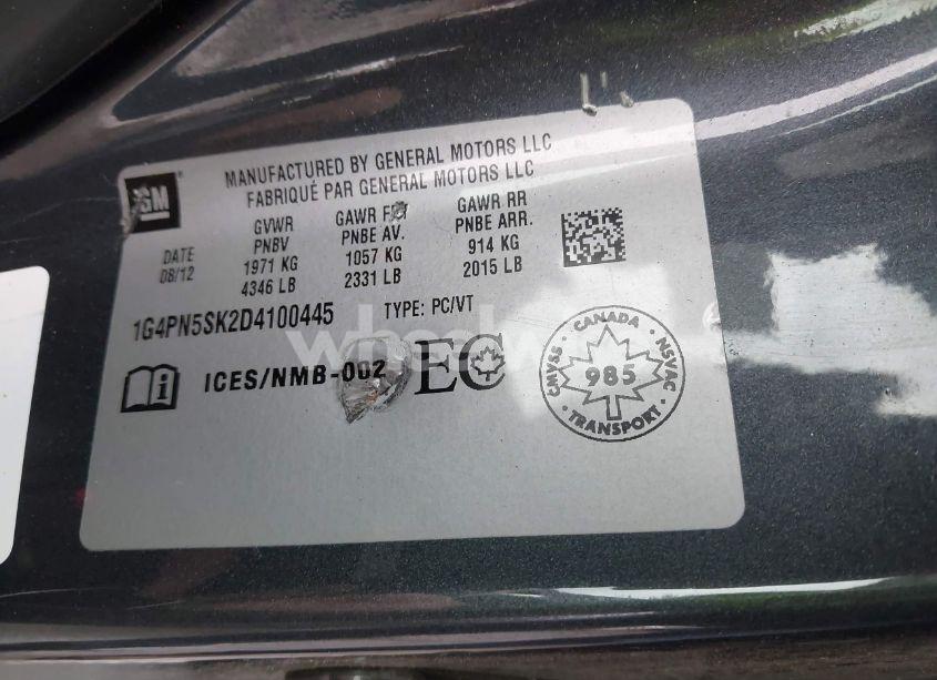 Photo 9 of 2013 Buick Verano (VIN 1G4PN5SK2D4100445)