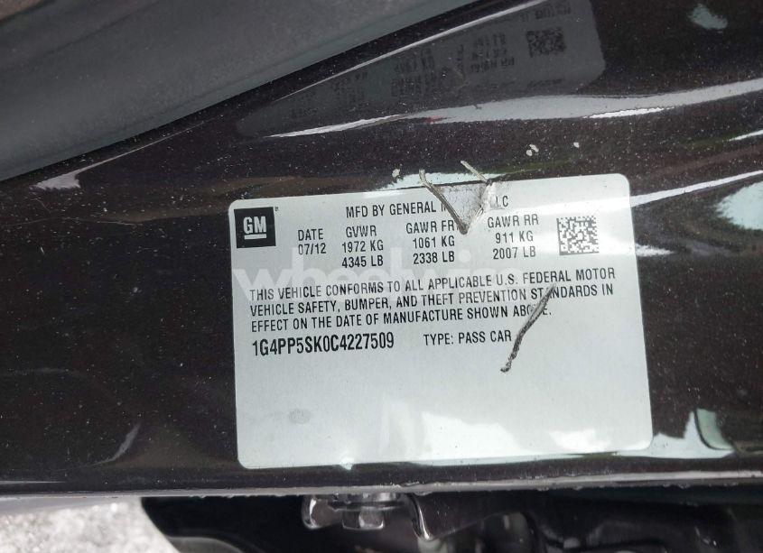 Photo 9 of 2012 Buick Verano (VIN 1G4PP5SK0C4227509)