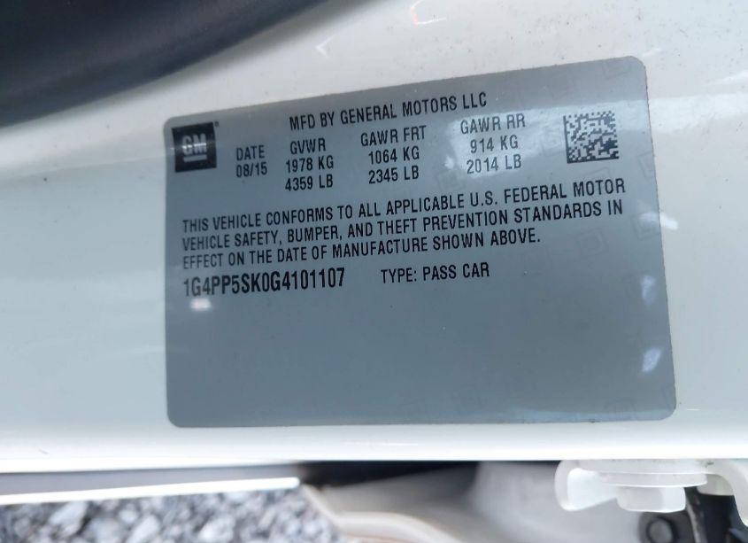 Photo 9 of 2016 Buick Verano (VIN 1G4PP5SK0G4101107)