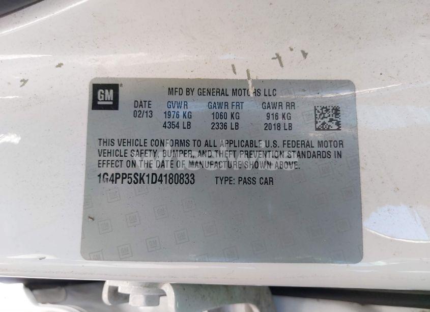 Photo 9 of 2013 Buick Verano (VIN 1G4PP5SK1D4180833)