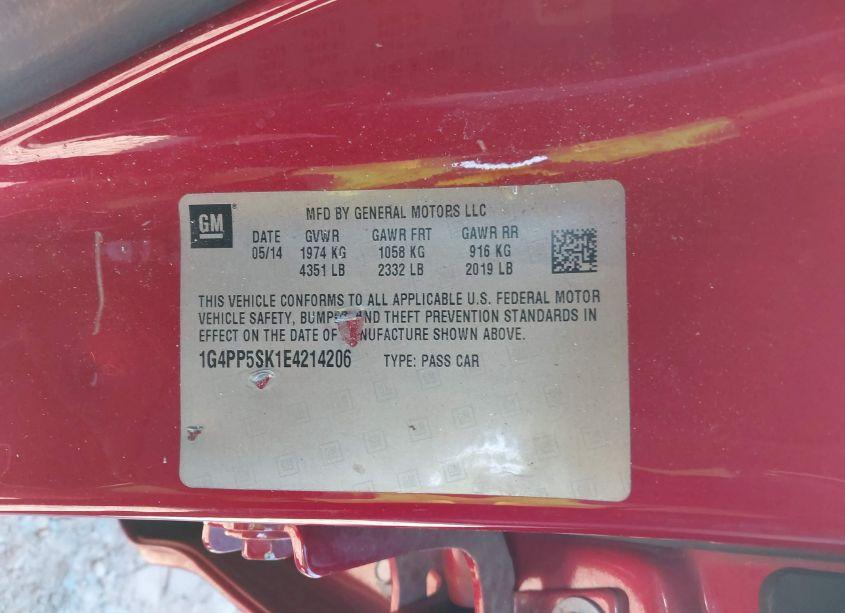 Photo 9 of 2014 Buick Verano (VIN 1G4PP5SK1E4214206)