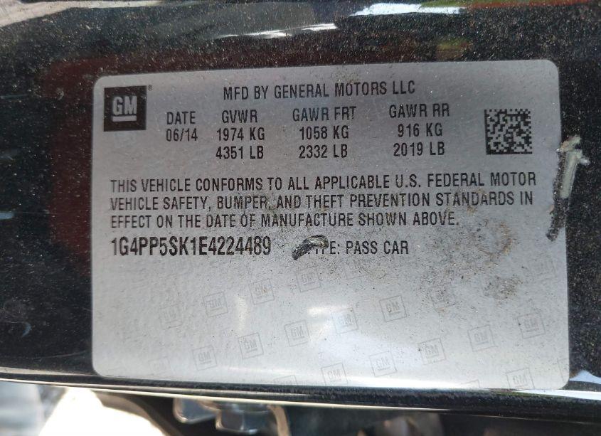 Photo 9 of 2014 Buick Verano (VIN 1G4PP5SK1E4224489)