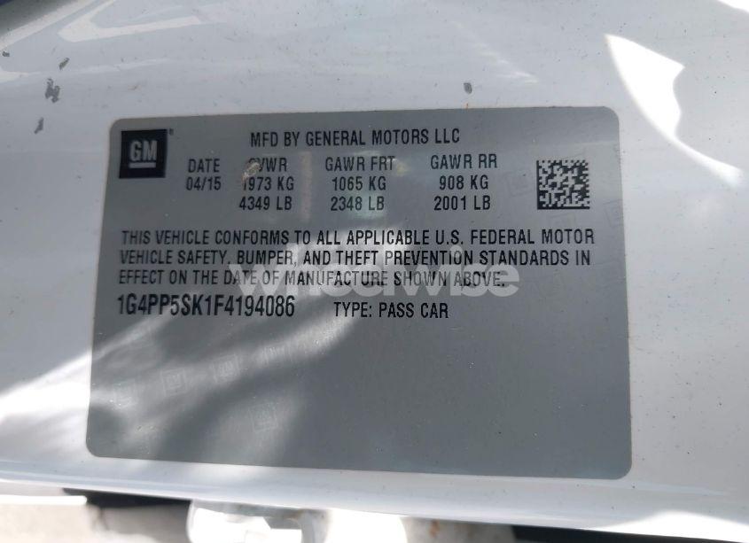 Photo 9 of 2015 Buick Verano (VIN 1G4PP5SK1F4194086)