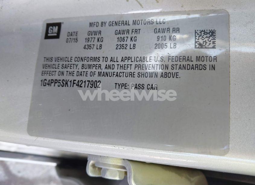 Photo 9 of 2015 Buick Verano (VIN 1G4PP5SK1F4217902)