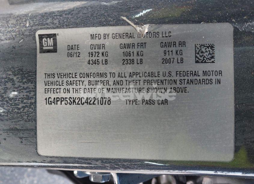 Photo 9 of 2012 Buick Verano (VIN 1G4PP5SK2C4221078)