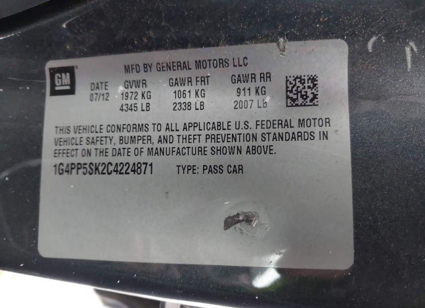Photo 9 of 2012 Buick Verano (VIN 1G4PP5SK2C4224871)