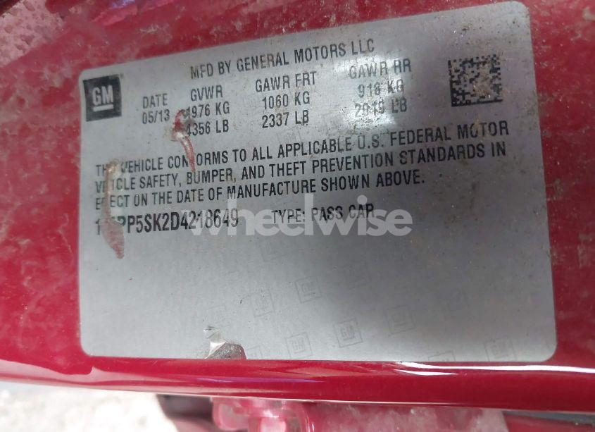 Photo 9 of 2013 Buick Verano (VIN 1G4PP5SK2D4218649)