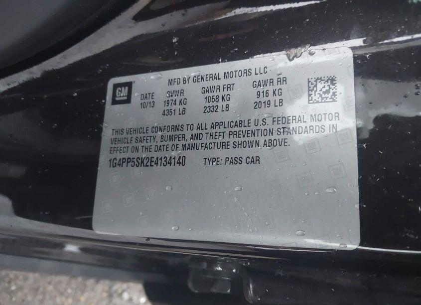 Photo 9 of 2014 Buick Verano (VIN 1G4PP5SK2E4134140)