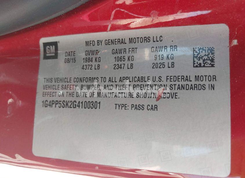Photo 9 of 2016 Buick Verano (VIN 1G4PP5SK2G4100301)