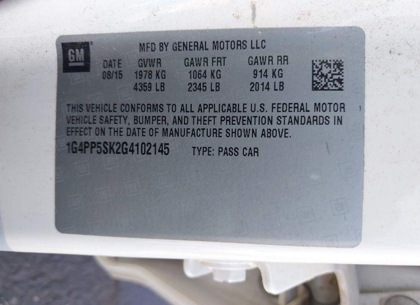 Photo 9 of 2016 Buick Verano (VIN 1G4PP5SK2G4102145)